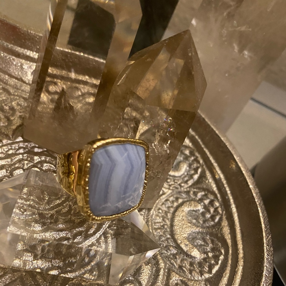 Blue lace agate cocktail ring